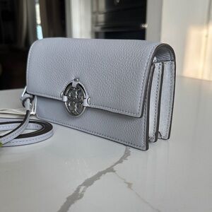 Elegant Gray Leather Women's Bag
